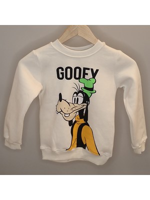 Modarvi Goofy Baskılı Şardonlu Beyaz Yeşil Kışlık Erkek Çocuk Takım