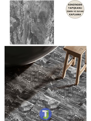 Technojet 1 Adet Kendinden Yapışkanlı Modern Tasarımlı Mutfak Banyo Zemin Duvar Kaplama Pvc 30 cm × 30 cm