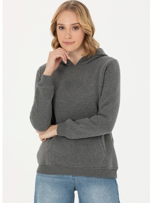 U.S. Polo Assn. Kapüşon Yaka Antrasit Melanj Kadın Sweatshirt GIZMO-SK023
