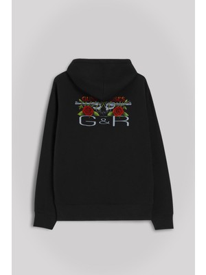 Kendim Seçtim Guns N And Roses Gun Gül ve Kan  Ön ve Arka Baskılı Sweatshirt Unisex Kapüşonlu Hoodie