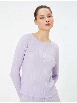 Koton Uzun Kollu Pijama Üstü Bisiklet Yaka Dokulu Modal