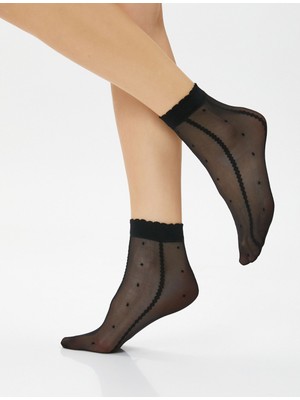 Koton Puantiyeli 15 Den Soket Çorap Şerit Detaylı