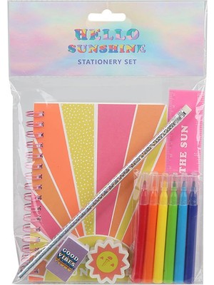 Yenbu Kırtasiye Seti Spiral Defter Kalem Silgi Kalem Açıcı 15CM Plastik Cetvel 6parça Su Renkli Fosforlu