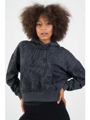 Maraton Sportswear Kadın Kapüşonlu Desenli Sweatshirt