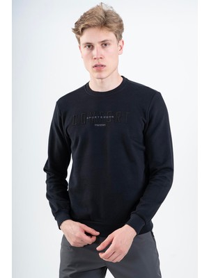 Maraton Comfort Erkek Bisiklet Yaka  Siyah Sweatshirt