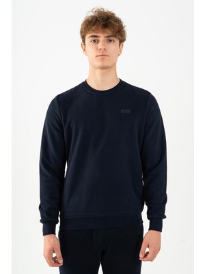 Maraton Regular Erkek Bisiklet Yaka  Lacivert Sweatshirt