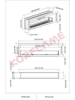 Korflame Epi 160 cm Bioetanol Şömine