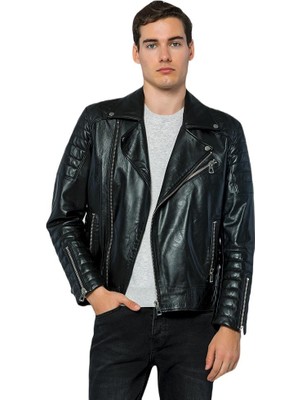 Basics & More Erkek Motorcu Deri Ceket - 6735