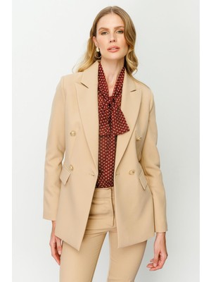 Nazen Giyim Düğmeli Blazer Camel Kadın Ceket 4201-2K4