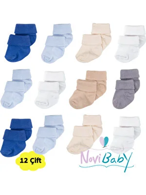 Novibaby 12'li Bambu Yenidoğan Bebek Çorap I Baby Boy I Kız Erkek Bebek Çorabı