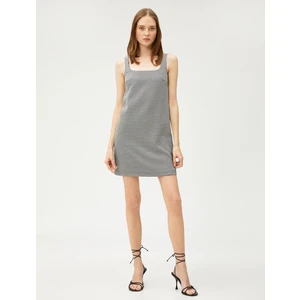 Askılı Mini Elbise Kare Yaka