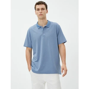 Basic Polo Yaka Tişört Düğmeli Kısa Kollu