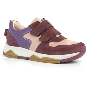 Hakiki Deri Bordo Pembe Kız Çocuk Cırtlı Sneakers Spor Ayakkabı