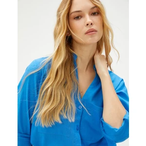 Hakim Yaka Gömlek Keten Karışımlı