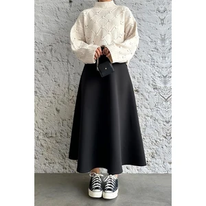 Cng Moda Puf Scuba Siyah Etek