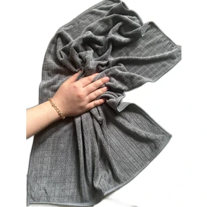 Fine Clean Mikrofiber Gri Kareli Büyükboy Yer Fayans Duvar Silme Bezi 50 x 70 cm