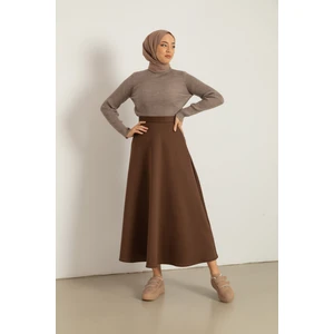 Cng Moda Scuba Kumaş Tesettür Kloş Etek Siyah