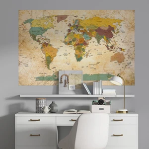 Dünya Haritası Duvar Stickerı, Okul Için Harita, Ofis Için Harita, Kendinden Yapışkanlı Harita