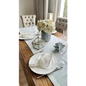 Decamor Home Keten Dokulu Dertsiz Sedef Simli Beyaz Uzun Runner