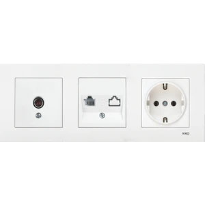 Uzm Light Viko Karre Beyaz Üçlü Set Tv Uydu Priz, Nümeris, Topraklı Priz
