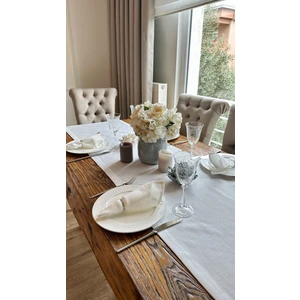 Decamor Home Keten Dokulu Dertsiz Beyaz Uzun Runner