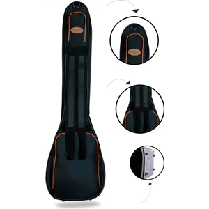 Kısa Bağlama Saz Kılıfı Profesyonel Su Geçirmez 20 mm Pedli Gigbag - Siyah - Ultra Koruma Destekli
