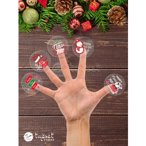 Tuğset Etiket Happy New Year Sticker Mutlu Yıllar Şeffaf Etiket 4  cm  35 Adet Yeni Yeni Yıl YILBAŞI-TUGSETETIKET603