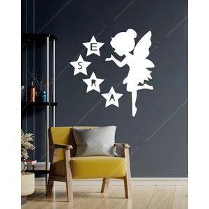 Emach Dizayn Isme Özel Peri Figürlü Duvar Dekorasyonu Ahşap Lazer Kesim