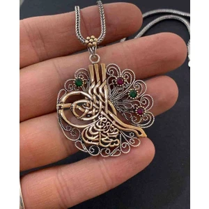 Mardin Gümüş Tuğra Kolye Telkari Model
