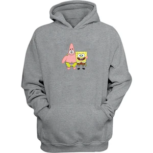 The Wert Unisex Spongebob ve Patrick Star Gri  Normal Kalıp Sweatshirt
