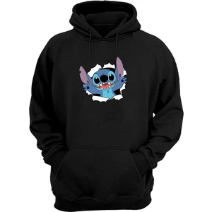 The Wert Unisex Stitch Siyah Normal Kalıp Sweatshirt