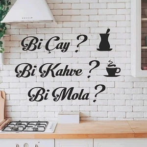 Ensa Design Bi Kahve-Bi Çay-Bi Mola Yazılı Ahşap Mutfak Dekoru 60X50CM