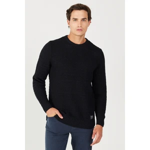 Regular Fit Normal Kesim Bisiklet Yaka Bordo Triko Kazak