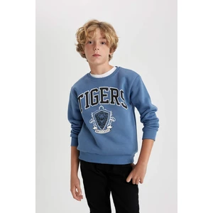 Erkek Çocuk Baskılı Bisiklet Yaka Kalın Sweatshirt B2048A823WN