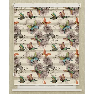 Vanilya Home Mutfak Odası Kurumuş Çiçekler Ve Kelebekler Baskılı Zebra Perde