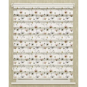 Vanilya Home Mutfak Odası Renkli Çiçek Yaprakları Basklı Zebra Perde