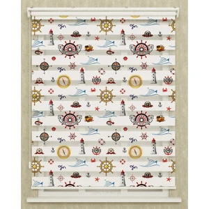 Vanilya Home Çocuk Odası Denizci Dümeni Ve Çapa Baskılı Zebra Perde