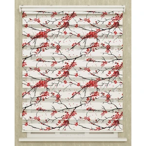 Vanilya Home Mutfak Odası Kırmızı Kiraz Dalları Baskılı Zebra Perde