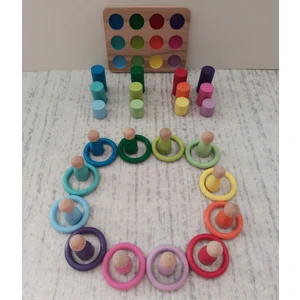 Montessori Peg Halka Silindir Tablalı Eşleştirme Seti - 12 Renk