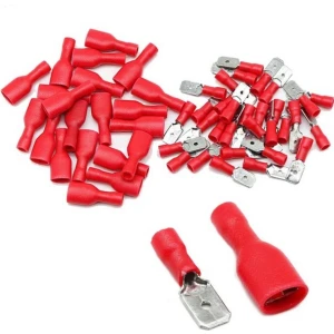 (40 Adet) MFFD-1638 Tam Izoleli Dışı Faston + MFE-1638 Erkek (0.5-1.5 Mm2)(Kırmızı)