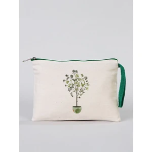 Zeytin Ağacı Desenli Gabardin Kumaş Clutch Çanta - GDN20234006