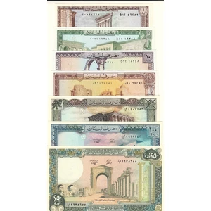 3Alp Koleksiyon Lübnan 1-5-10-25-50-100-250 Livre 7'li Set, Yabancı Kağıt Para