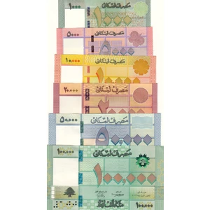 3Alp Koleksiyon Lübnan 1.000-5.000-10.000-20.000-50.000-100.000 Livre 6'li Set,Yabancı Kağıt Para