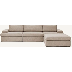 Mode Siesta Pro Kuş Tüyü Köşe Koltuk Takımı 4 Modül 11 Kahverengi Keten Kumaş Işbir Sünger(Dairenize Teslim)