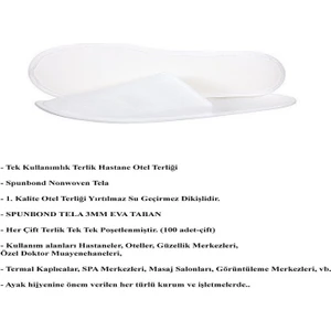 Ayliz Plast & Ambalaj Tek Kullanımlık Otel Terliği Çiftli Beyaz 100 Adet Çift Ambalajlı