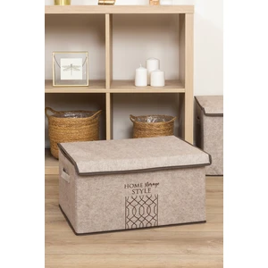 Pazar Kapısı Keçe Kapaklı Çok Amaçlı Maxi Kutu Bej 47X37X24 cm