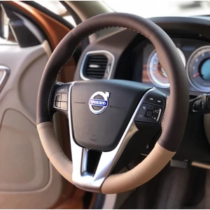 Volvo S60 Kahve Bej Deri Direksiyon Kılıfı