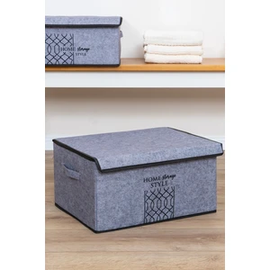 Pazar Kapısı Keçe Kapaklı Çok Amaçlı Maxi Kutu Gri 47X37X24 cm