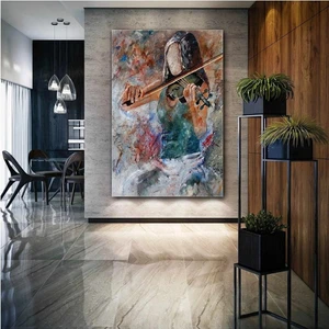 Canvasum Keman Çalan Kadın Müzik Soyut Sanat Sokak Sanatı Dekor Kanvas Tablo AR03105