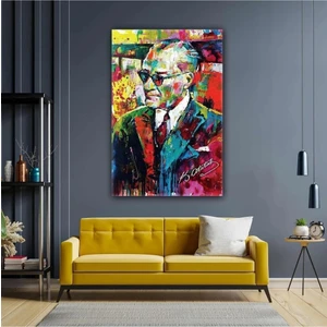 Canvasum Yağlı Boya Efektli Mustafa Kemal Atatürk Portresi Karizma Gözlük Soyut Kanvas Tablo AR03073